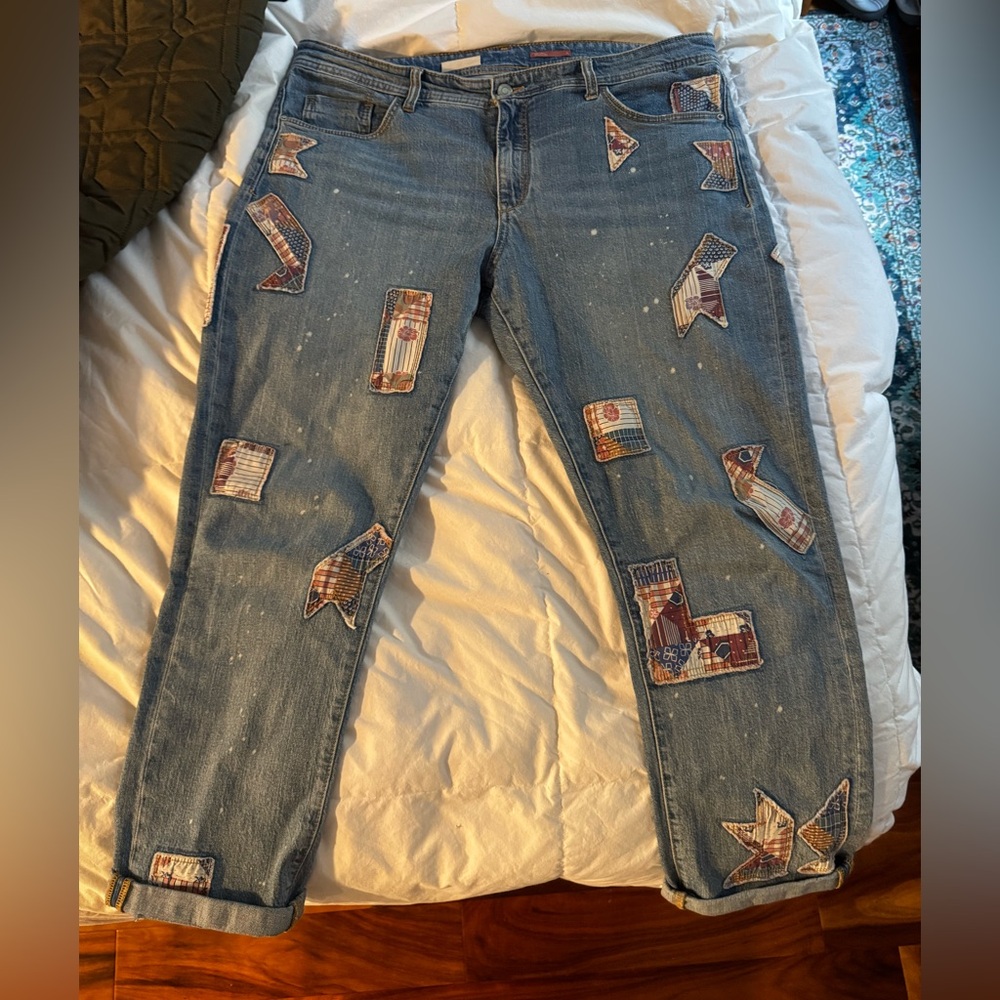 Pilcro Anthropologie Patchwork Patch Slim Boyfrie… - image 1